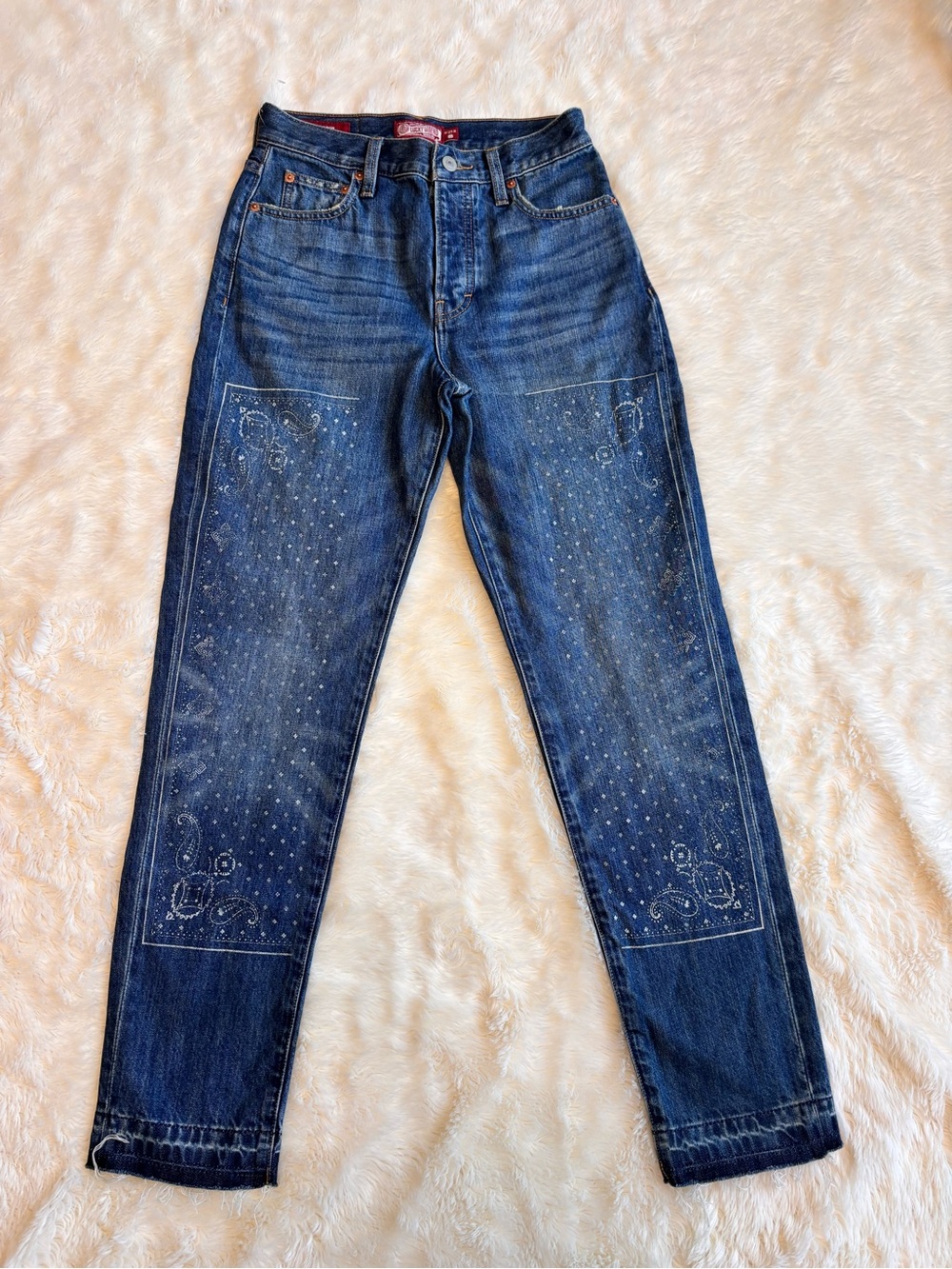 Lucky Legend Paisley High Rise Dark Wash Drew Mom Jeans Womens 0/25 Regular